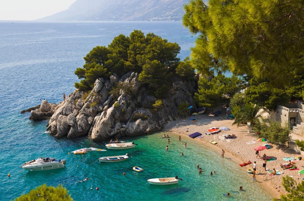 Beach at Brela, Croatia - resort travel background