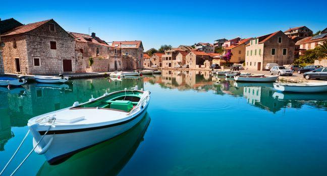 Old harbor at Adriatic sea. Hvar island, Croatia, popular touristic destination; Shutterstock ID 107274743; Project/Title: Go List 2014; Downloader: Melanie Marin