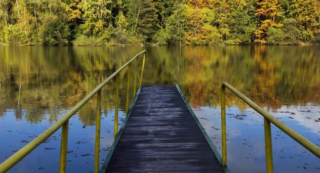 Pier on a lake in autumn.