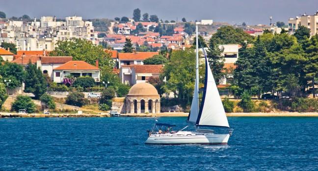 Sailboat in Zadar waterfront, Dalmatia, Croatia