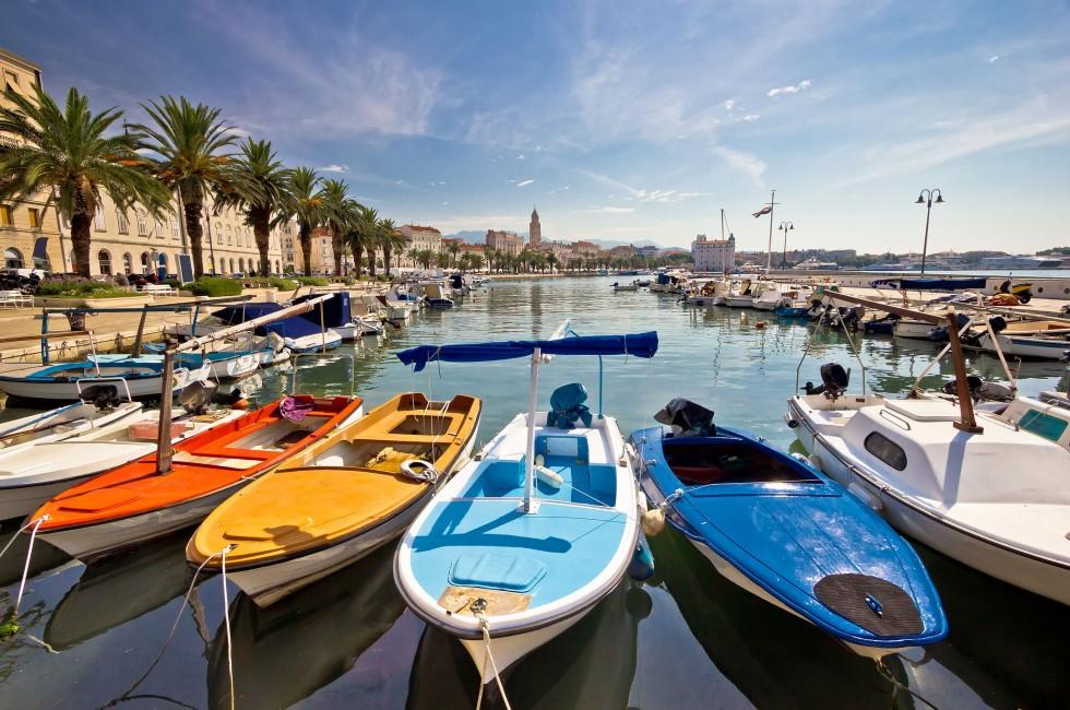 City of Split colorful harbor view, Dalmatia, Croatia