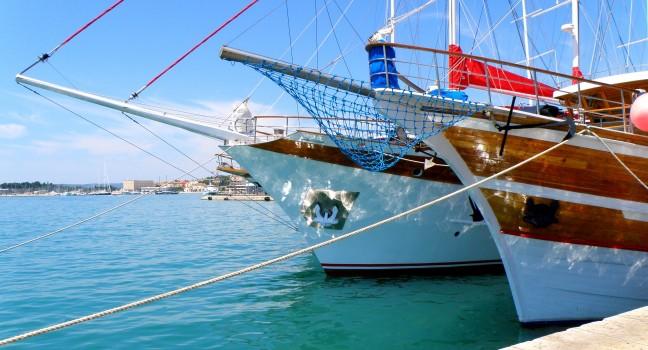 Wooden sailing boat in Split harbor