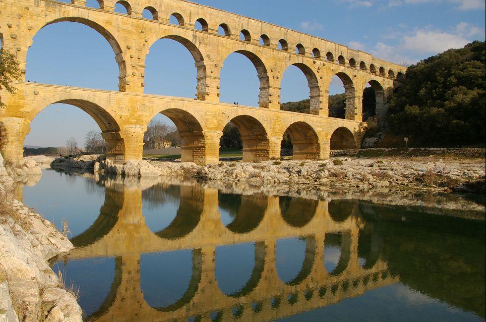 Pont du Gard is a part of Roman aqueduct in southern France; 