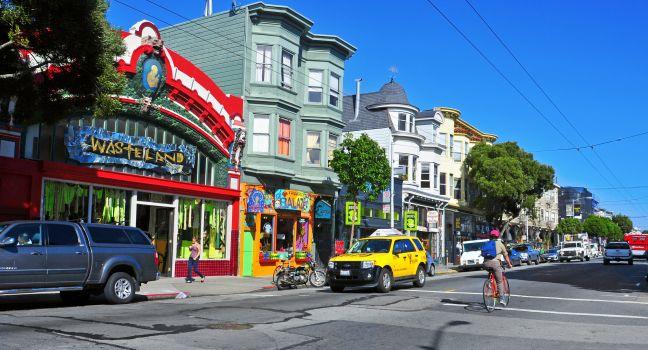 SAN FRANCISCO, US - OCTOBER, 19: Colorful stores in Haight Street on October 19, 2011 in San Francisco. Haight Street is the main street of famous Haight-Ashbury District, with its bohemian ambiance