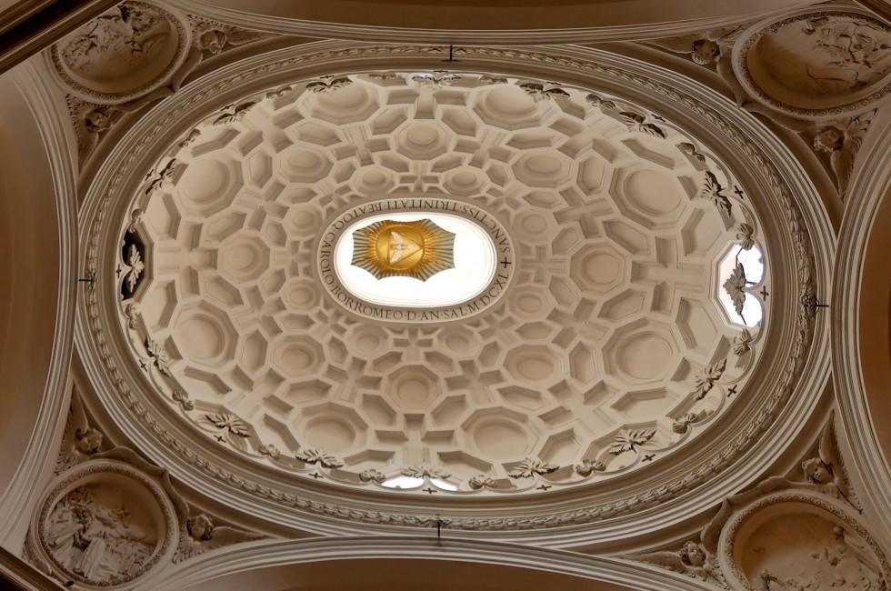 Elliptic dome of San Carlo alle Quattro Fontane (1638-1641) in Rome, designed by Francesco Borromini.