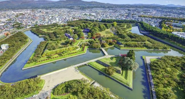 Goryokaku Park in Hakodate, Hokkaido, Japan was originally a star fort designed in 1855.