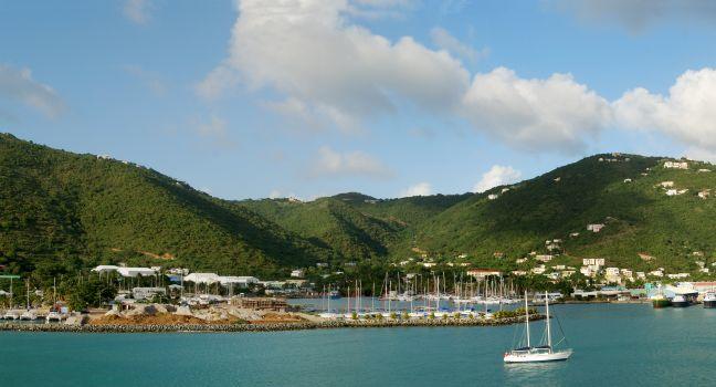The panoramic view of Road Town (Tortola island, British Virgin Islands).