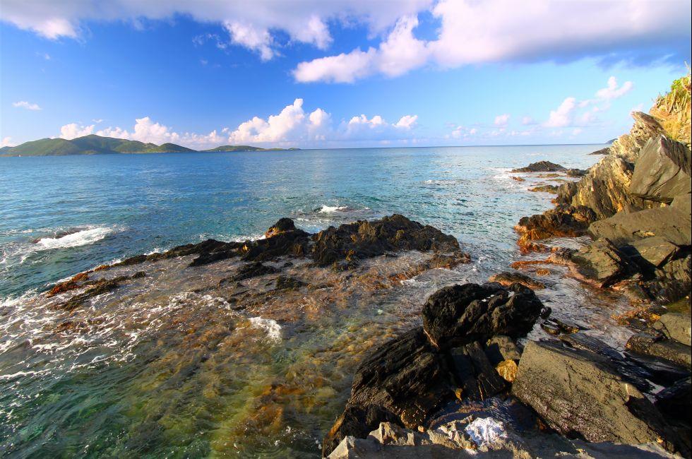 Rocky coastline near Smugglers Cove on the Caribbean island of Tortola