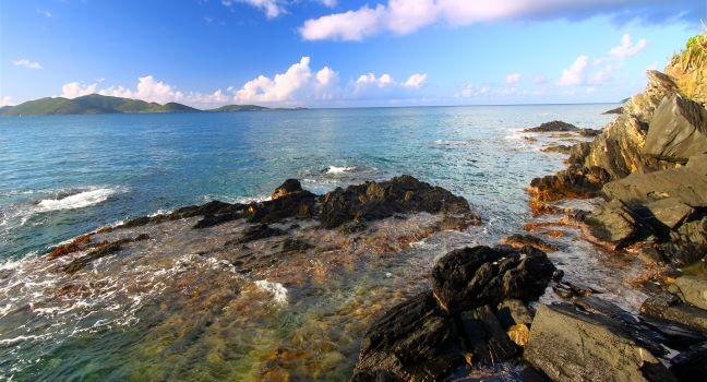 Rocky coastline near Smugglers Cove on the Caribbean island of Tortola