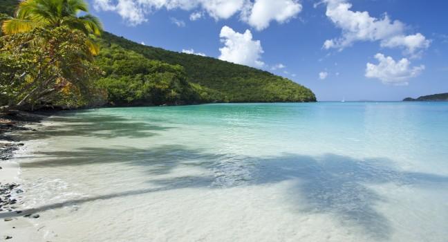 Maho Bay beach on the north shore of St. John in US Virgin Islands