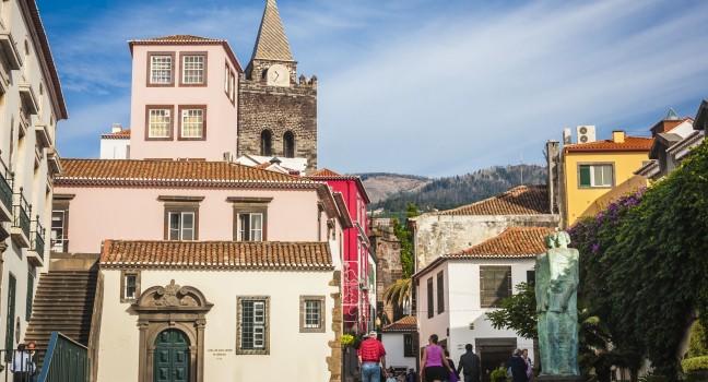 The old historic town center of Funchal, Madeira island, Portugal.; 