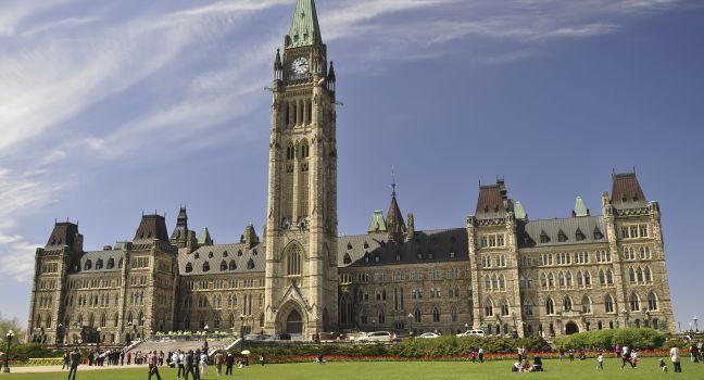 The Canadian Parliament Building in Ottawa. Parliament Peace Tower in Ottawa, Ontario, the nation's capital of Canada;