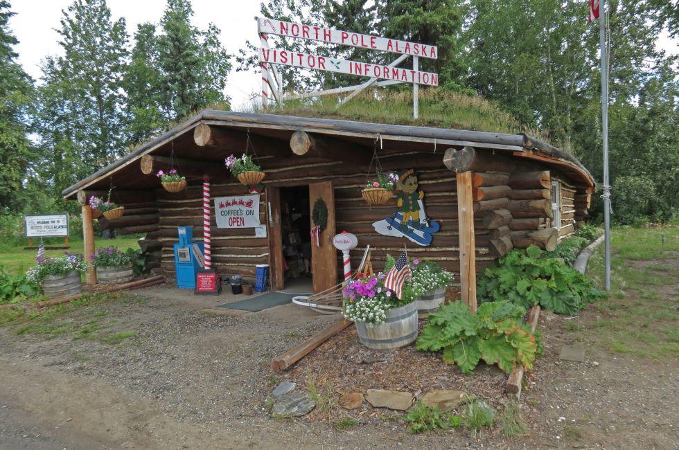 Image from outside the visitor center in North Pole, Alaska.