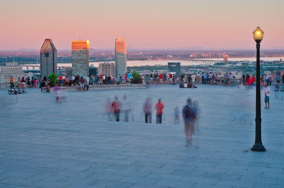 Montreal skyline from the Kondiaronk Belvedere, at sunset