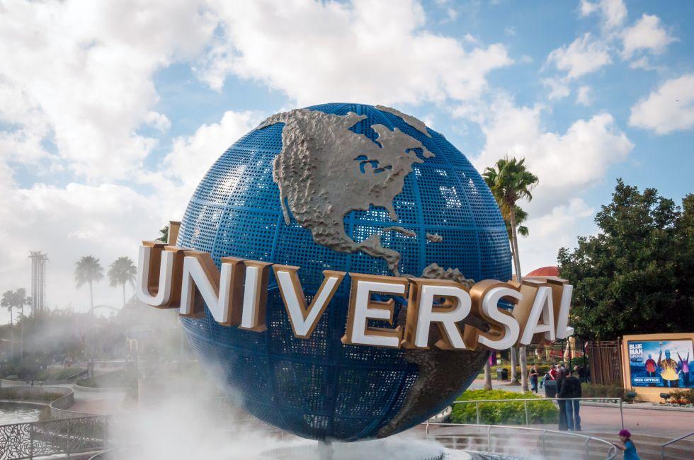 ORLANDO, FLORIDA, USA - JAN 8:  The large rotating Universal logo globe on January 8, 2011.  Universal Studios is one of Orlando's famous theme parks.