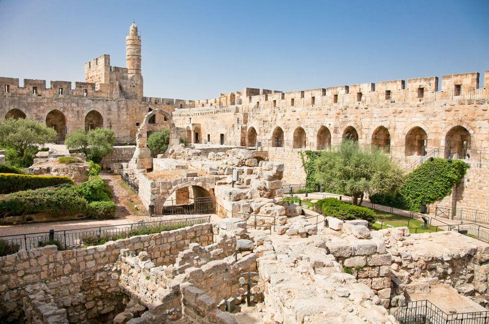 Tower of David is so named because Byzantine Christians believed the site to be the palace of King David. The current structure dates from the 1600's. Jerusalem, Israel; Shutterstock ID 105852752; Project/Title: Top 100 Jerusalem; Downloader: Fodor's Trave