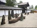 Japanese zen garden with rocks and raked gravel (Tofuku-ji, Kyoto).